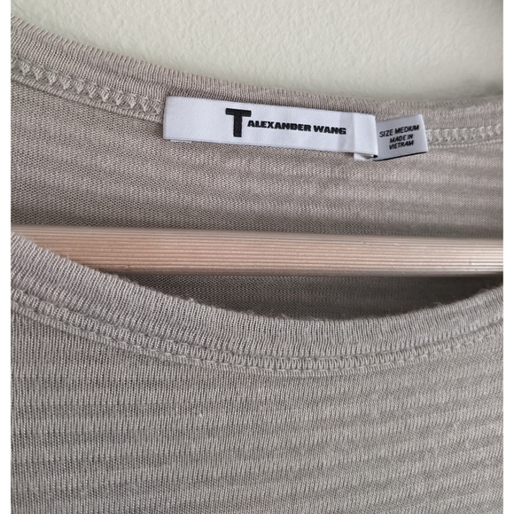 T by Alexander Wang Striped Rayon Henley Tee - Picture 2 of 4